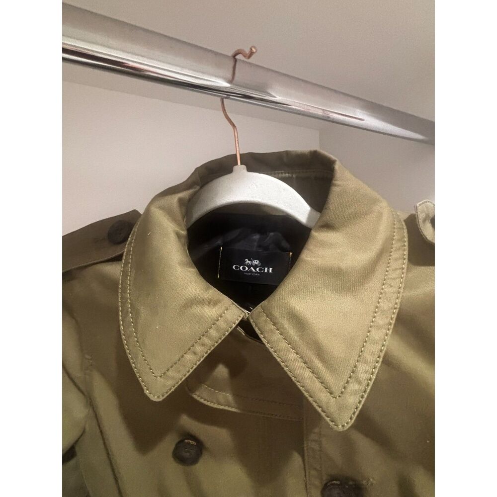 Coach Olive Green Belted Trench Coat – Size Small - Picture 6 of 8
